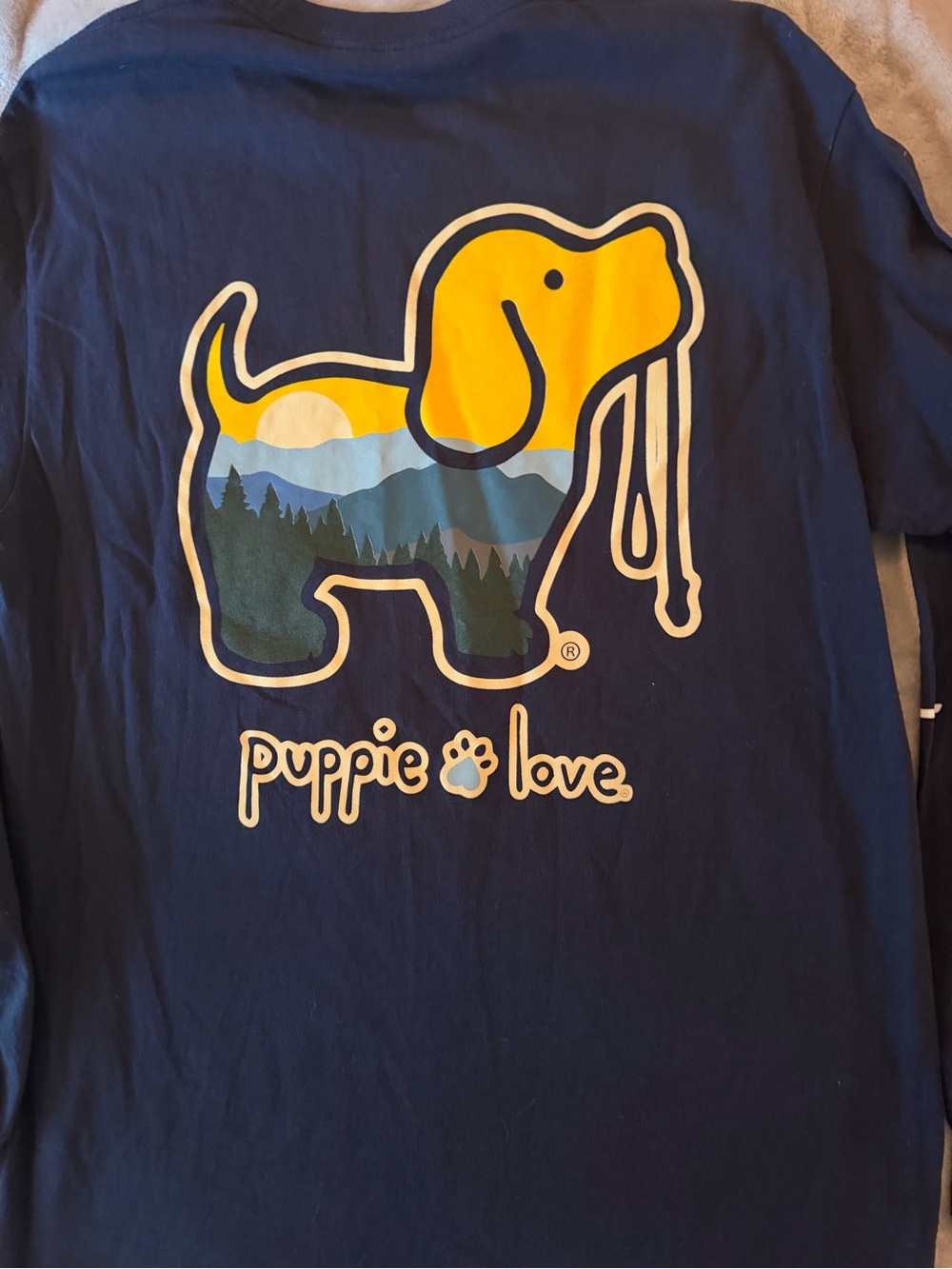 Womens Navy Long Sleeve Tee Puppie Love - Picture 2 of 2